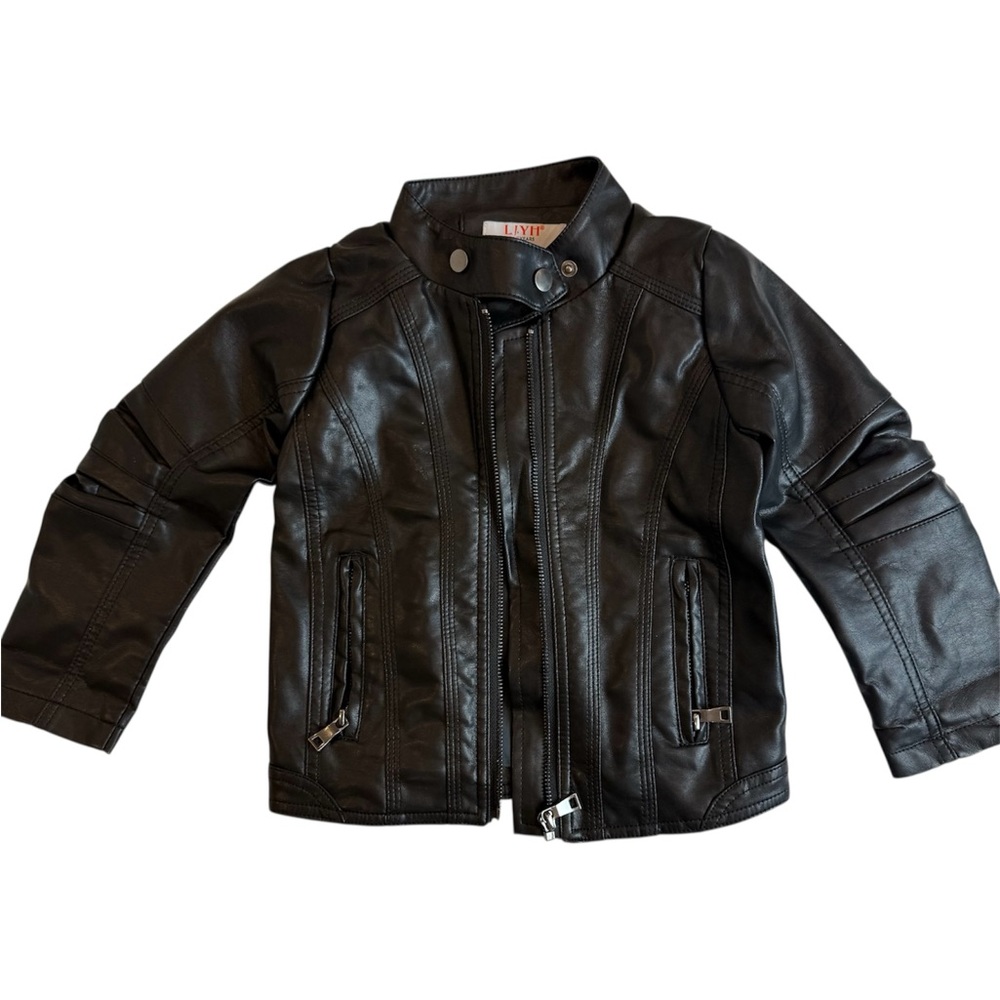 Kids Black Faux Leather Jacket